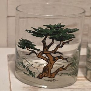 Vintage Couroc of Monterey "Lone Cypress" Lowball Glasses, Set Of 4